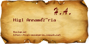 Higl Annamária névjegykártya